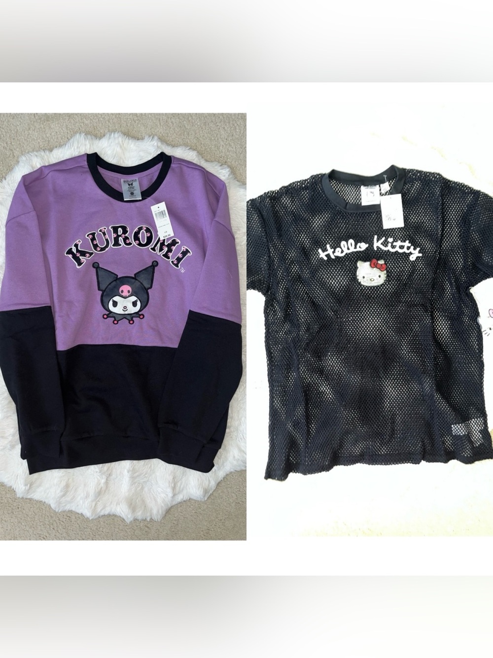 ✨ NWT Sanrio 🎀 Bundle: BOXLUNCH Kuromi Sweatshirt + For21 Hello Kitty Graphic